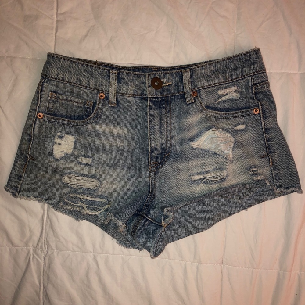 Distressed High Rise Shorts